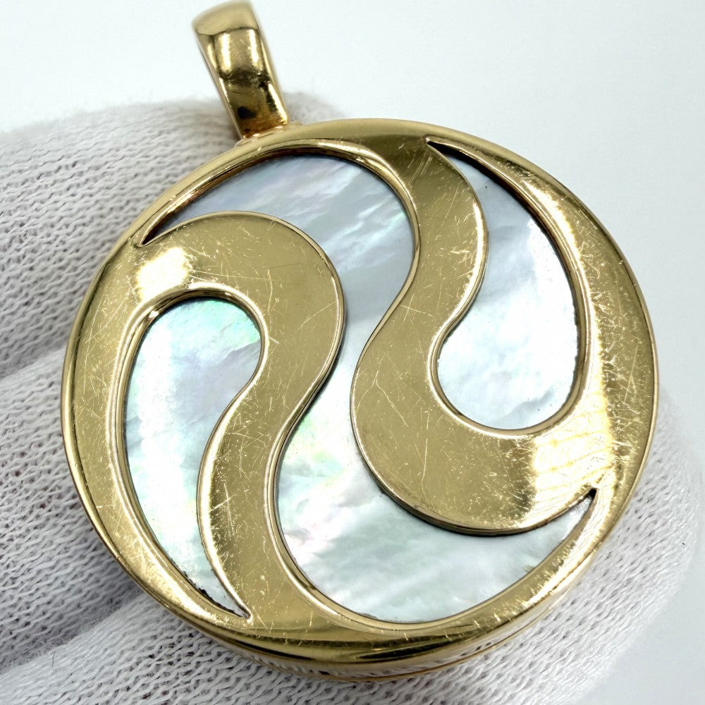 BVLGARI ブルガリ ペンダントトップ オプティカル ジュエリー アクセサリー 18金YG Au750 K18イエローゴールド ホワイトシェル ゴールド ユニセックス 約30.5g【中古品】