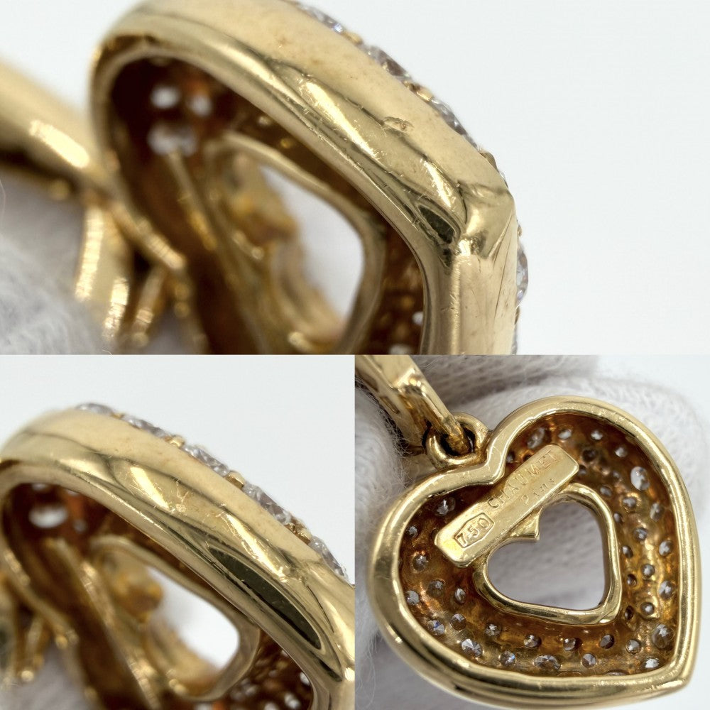 Chaumet ショーメ イヤリング ハート スイング 18金YG Au750 ジュエリー アクセサリー
 K18イエローゴールド ダイヤモンド レディース 約13.2g【中古品】