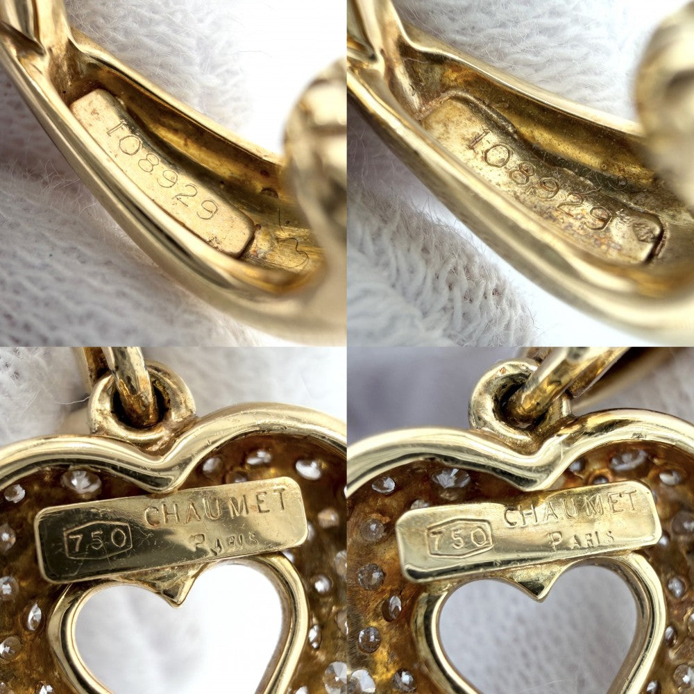 Chaumet ショーメ イヤリング ハート スイング 18金YG Au750 ジュエリー アクセサリー
 K18イエローゴールド ダイヤモンド レディース 約13.2g【中古品】