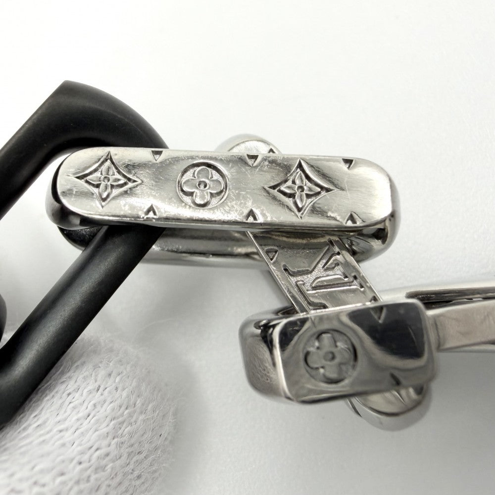 LOUIS VUITTON ルイヴィトン ネックレス モノグラムチェーン アクセサリー M00677 シルバー ブラック 黒 メンズ 約132.6g【中古品】