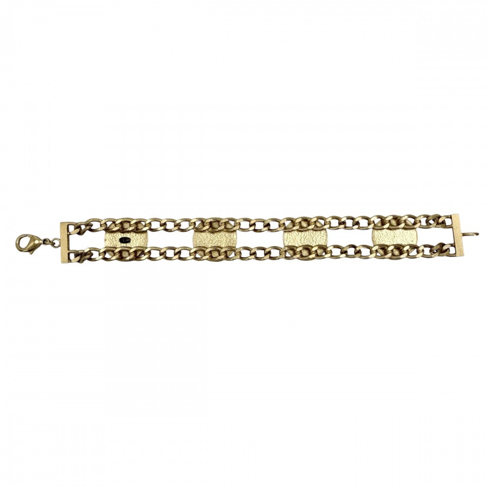 CHANEL シャネル ブレスレット チェーン ココマーク アクセサリー ハート スター 星 GP 01P ブラック 黒 ゴールド レディース 約32.3g 2001年【中古品】
