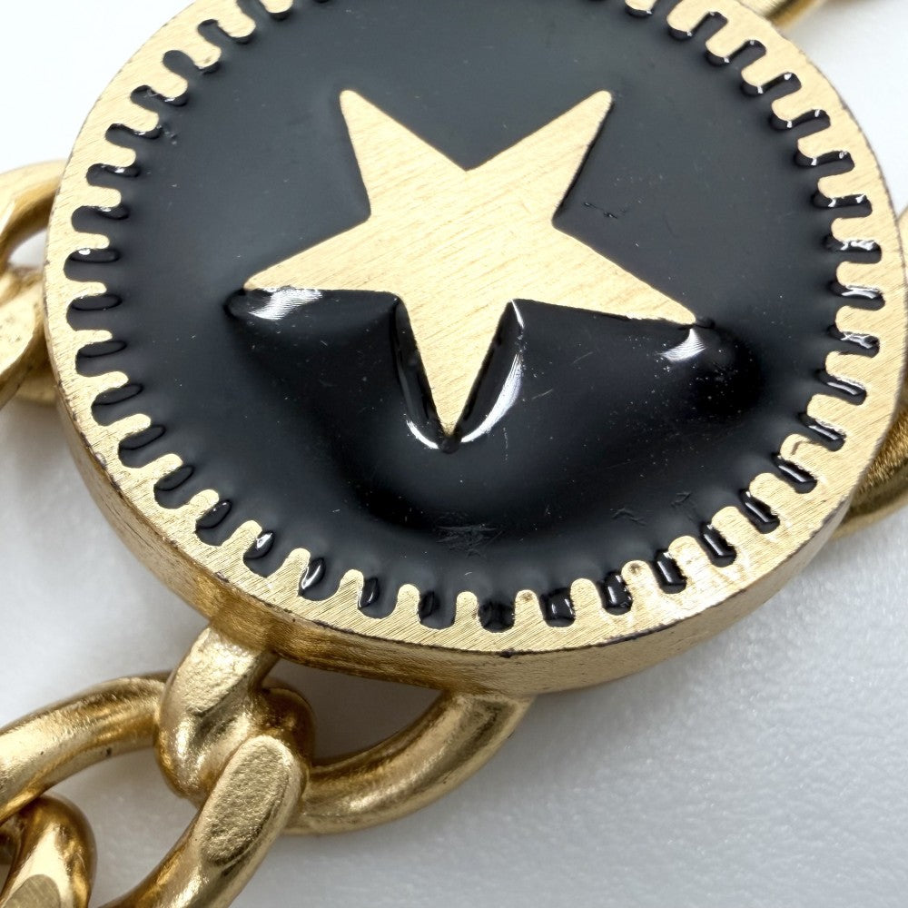CHANEL シャネル ブレスレット チェーン ココマーク アクセサリー ハート スター 星 GP 01P ブラック 黒 ゴールド レディース 約32.3g 2001年【中古品】