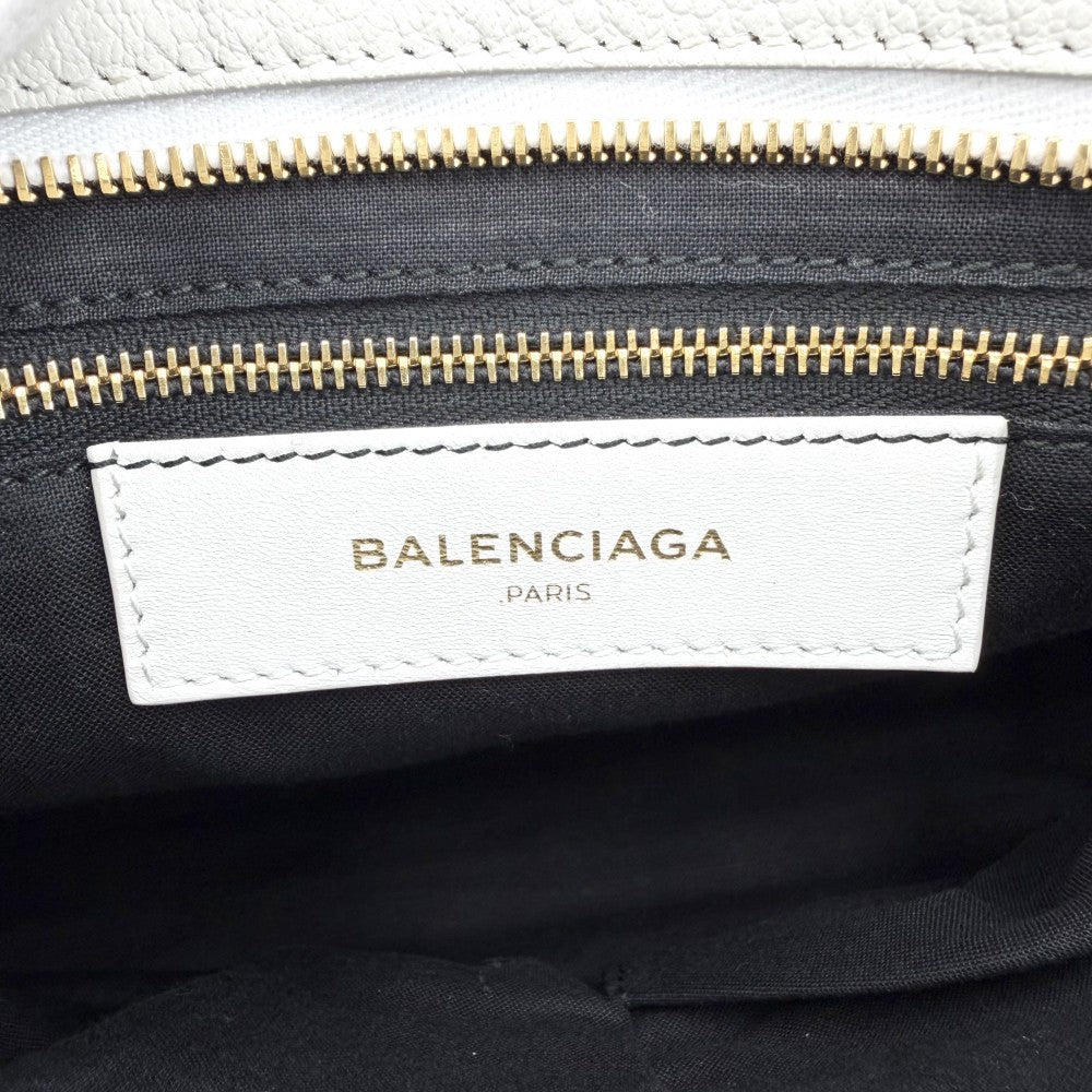 BALENCIAGA バレンシアガ 2WAY クラシック メタリック エッジ シティ ハンドバッグ ショルダーバッグ 432831 レザー ホワイト 白 ゴールド金具 レディース【中古品】