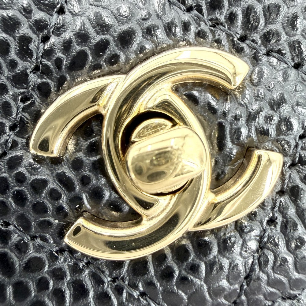 CHANEL シャネル チェーンウォレット マトラッセ ココマーク ショルダーバッグ ターンロック キャビアスキン ブラック 黒 ゴールド金具 レディース【中古品】