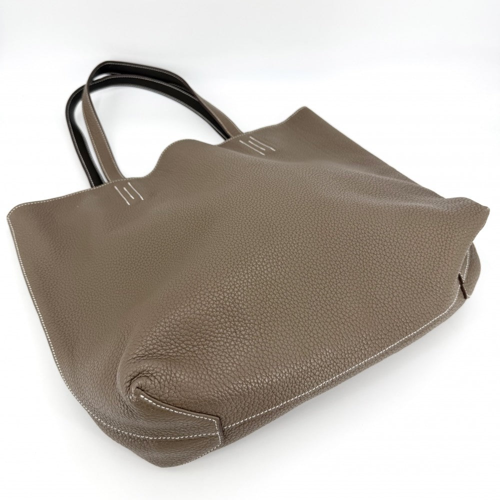 HERMES エルメス トートバッグ ドゥブルセンス45 リバーシブル ハンドバッグ Double Sens □JO刻印 レザー ブラウン 茶 レディース 2011年【中古品】