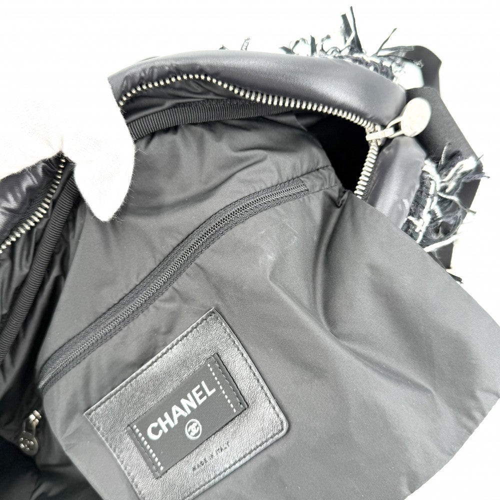 CHANEL シャネル ショルダーバッグ ココネージュ ツイード ロゴ ナイロン ブラック 黒 シルバー金具 レディース【中古品】
