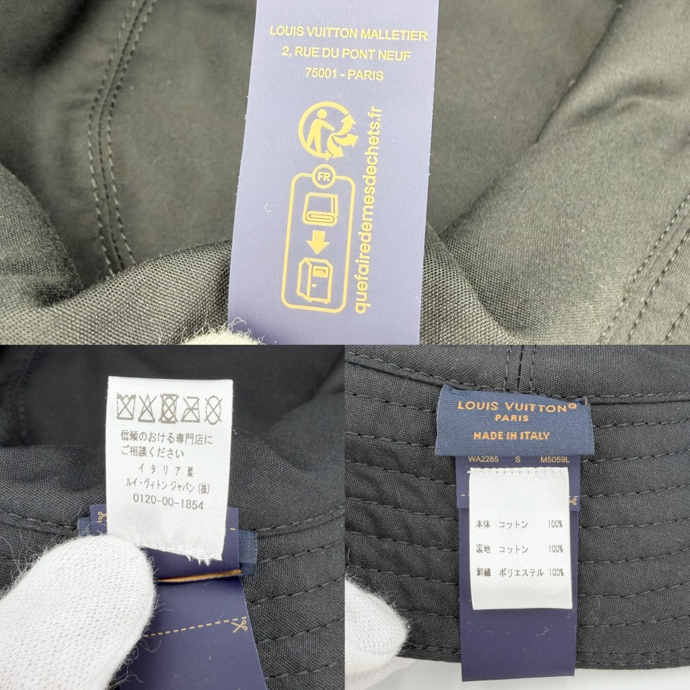 LOUIS VUITTON ルイヴィトン ハット ロゴ刺繍 バケットハット・オンリー LV ファッションアイテム アパレル Sサイズ 帽子 M5059L コットン ブラック 黒 メンズ【中古品】