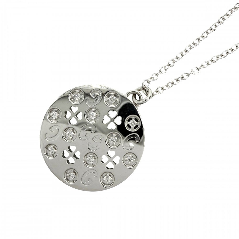 GUCCI グッチ ネックレス アイコンアモール フォーエバー ネックレス ペンダント ジュエリー アクセサリー 18金WG Au750 シルバー925 ダイヤモンド シルバー レディース 約10.1g【中古品】