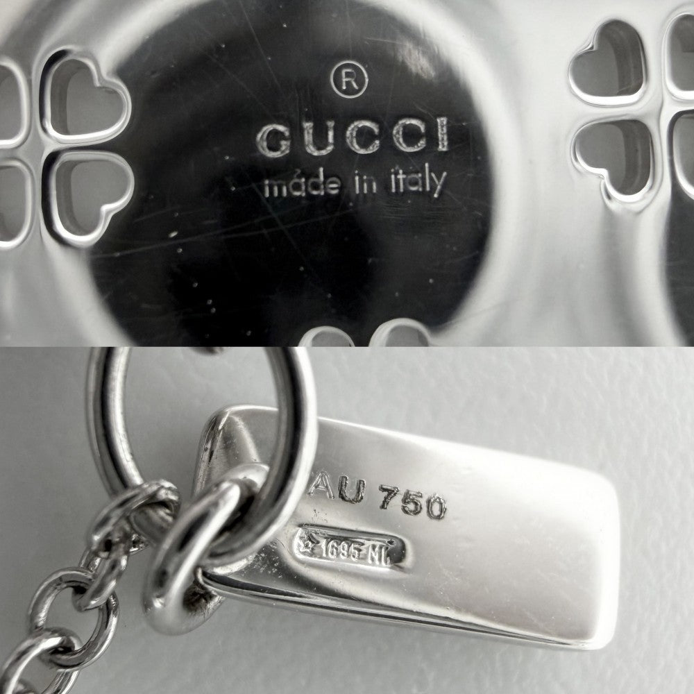 GUCCI グッチ ネックレス アイコンアモール フォーエバー ネックレス ペンダント ジュエリー アクセサリー 18金WG Au750 シルバー925 ダイヤモンド シルバー レディース 約10.1g【中古品】