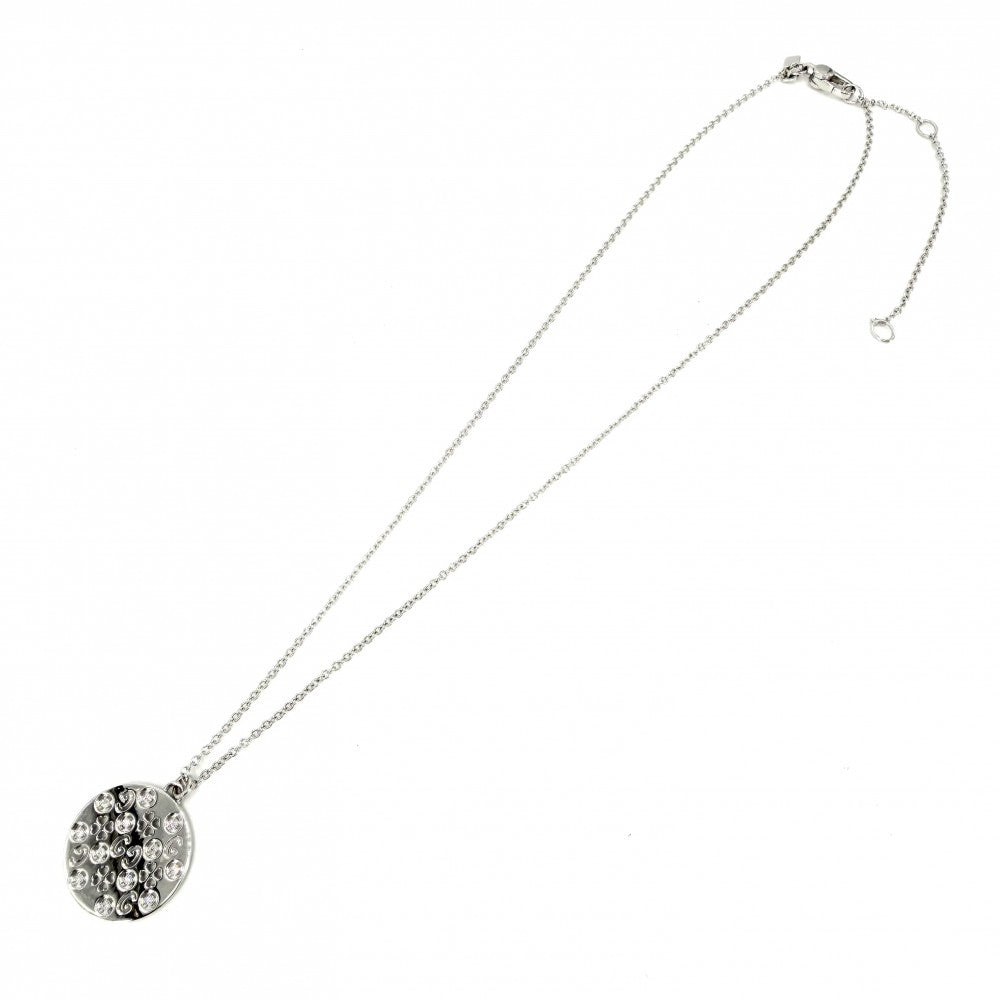 GUCCI グッチ ネックレス アイコンアモール フォーエバー ネックレス ペンダント ジュエリー アクセサリー 18金WG Au750 シルバー925 ダイヤモンド シルバー レディース 約10.1g【中古品】