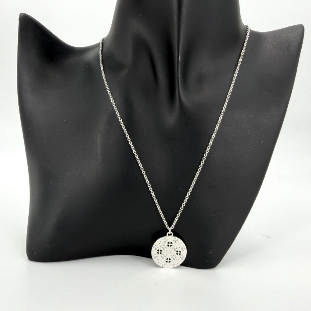 GUCCI グッチ ネックレス アイコンアモール フォーエバー ネックレス ペンダント ジュエリー アクセサリー 18金WG Au750 シルバー925 ダイヤモンド シルバー レディース 約10.1g【中古品】