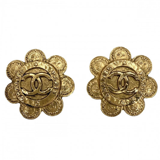 CHANEL シャネル イヤリング フラワーモチーフ ココマーク アクセサリー ヴィンテージ GP 2 8 ゴールド レディース 約22.9g 1993年【中古品】