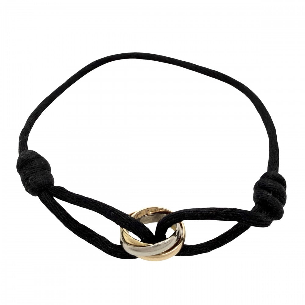 CARTIER カルティエ ブレスレット スリーカラー トリニティ アクセサリー ジュエリー Au750 18金YG WG PG K18イエローゴールド K18ホワイトゴールド K18ピンクゴールド ブラック 黒 レディース 約3.0g【中古品】