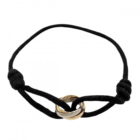 CARTIER カルティエ ブレスレット スリーカラー トリニティ アクセサリー ジュエリー Au750 18金YG WG PG K18イエローゴールド K18ホワイトゴールド K18ピンクゴールド ブラック 黒 レディース 約3.0g【中古品】