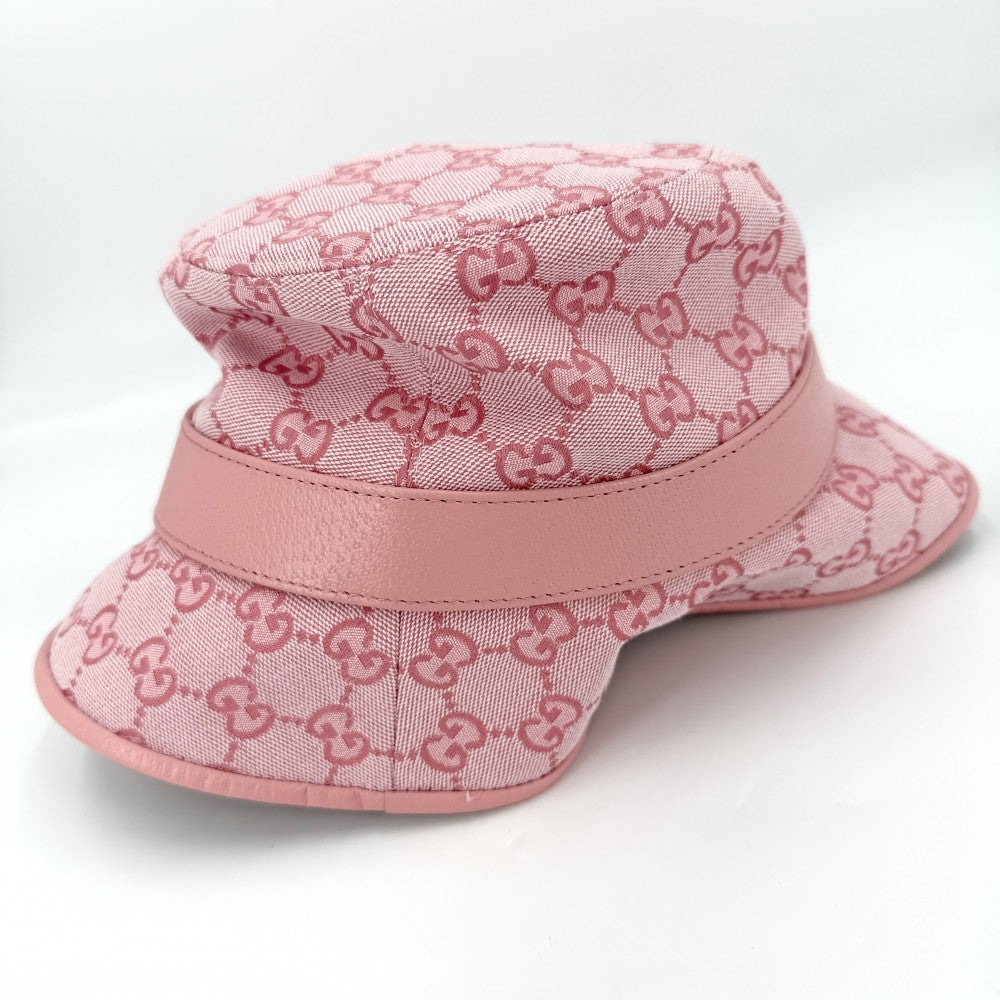 GUCCI グッチ ハット GGキャンバス バケットハット ファッションアイテム Mサイズ 総柄 帽子 748476 コットン ポリエステル ピンク レディース【中古品】