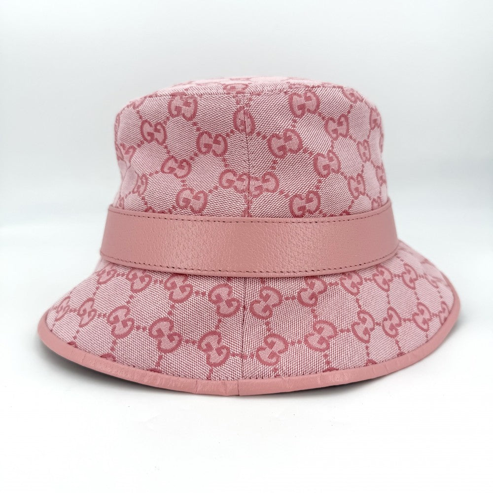 GUCCI グッチ ハット GGキャンバス バケットハット ファッションアイテム Mサイズ 総柄 帽子 748476 コットン ポリエステル ピンク レディース【中古品】