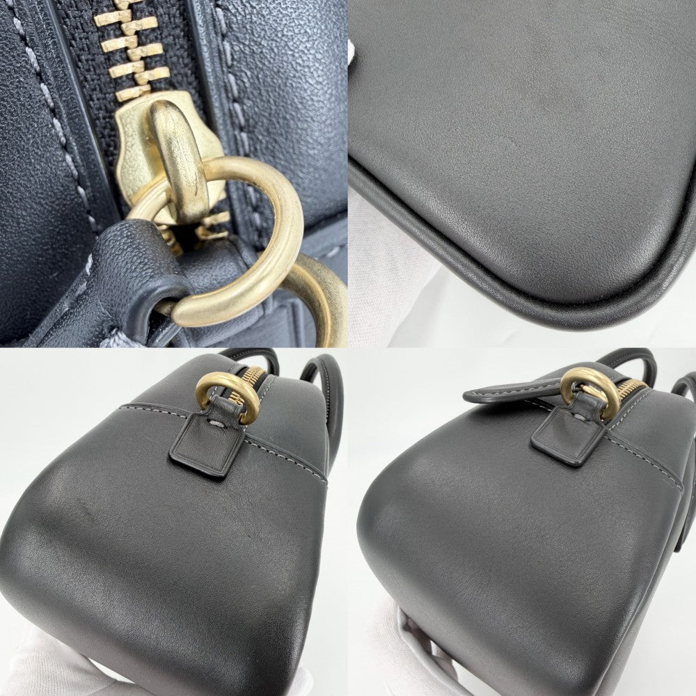COACH コーチ 2WAY バーロウ ボウリング バッグ ハンドバッグ ショルダーバッグ CU863 レザー ブラック 黒 ゴールド金具 レディース【中古品】