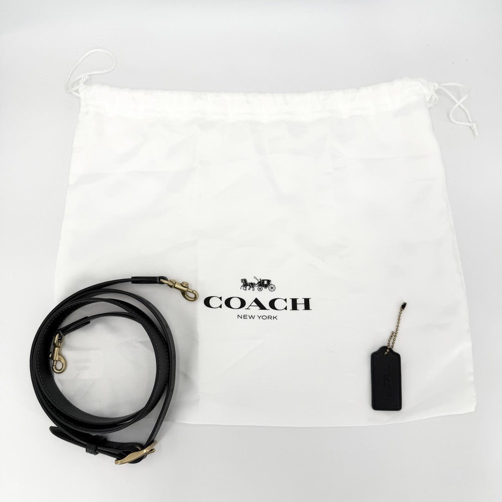 COACH コーチ 2WAY バーロウ ボウリング バッグ ハンドバッグ ショルダーバッグ CU863 レザー ブラック 黒 ゴールド金具 レディース【中古品】