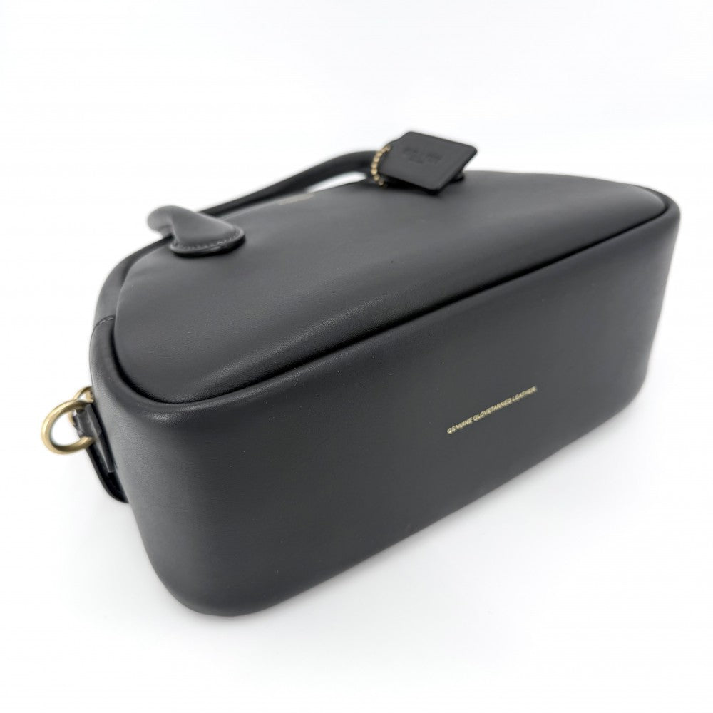 COACH コーチ 2WAY バーロウ ボウリング バッグ ハンドバッグ ショルダーバッグ CU863 レザー ブラック 黒 ゴールド金具 レディース【中古品】