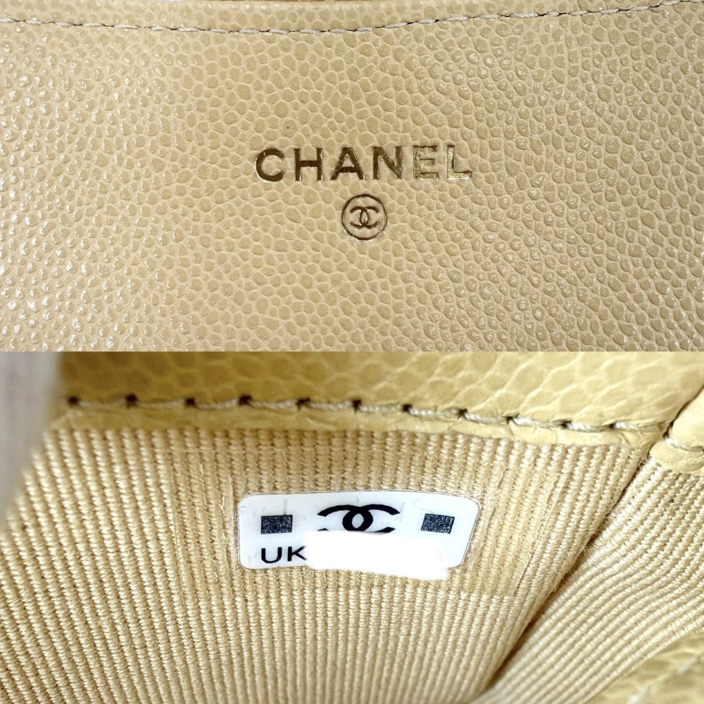 CHANEL シャネル ショルダーバッグ ミニマトラッセ ココマーク ショルダーポーチ キャビアスキン イエロー ゴールド金具 レディース【中古品】
