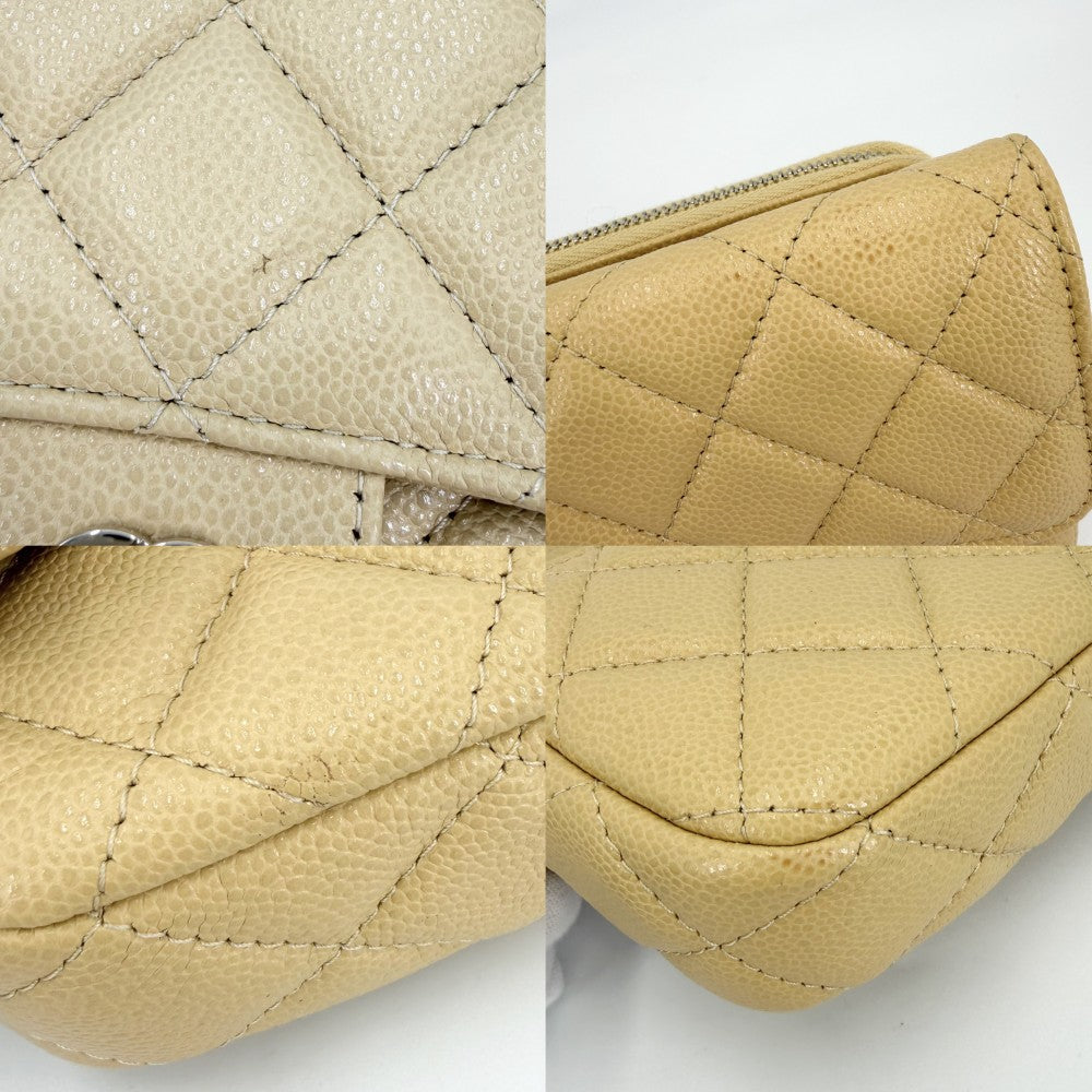CHANEL シャネル ショルダーバッグ ミニマトラッセ ココマーク ショルダーポーチ キャビアスキン イエロー ゴールド金具 レディース【中古品】