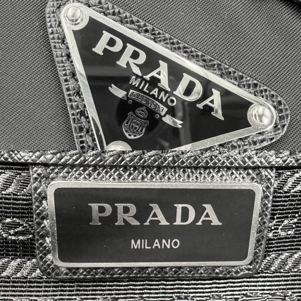 PRADA プラダ 2WAY ブリック トライアングルロゴ ショルダーバッグ ハンドバッグ メンズ レディース 男女兼用 2VH069 ナイロン サフィアーノレザー ブラック 黒 シルバー金具 ユニセックス【中古品】