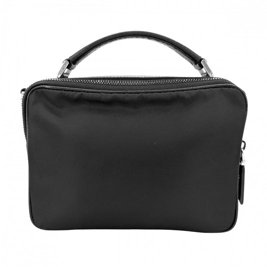PRADA プラダ 2WAY ブリック トライアングルロゴ ショルダーバッグ ハンドバッグ メンズ レディース 男女兼用 2VH069 ナイロン サフィアーノレザー ブラック 黒 シルバー金具 ユニセックス【中古品】
