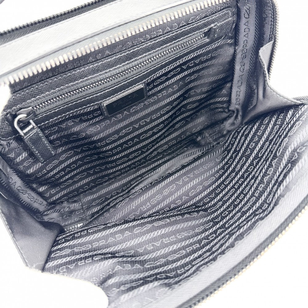 PRADA プラダ 2WAY ブリック トライアングルロゴ ショルダーバッグ ハンドバッグ メンズ レディース 男女兼用 2VH069 ナイロン サフィアーノレザー ブラック 黒 シルバー金具 ユニセックス【中古品】