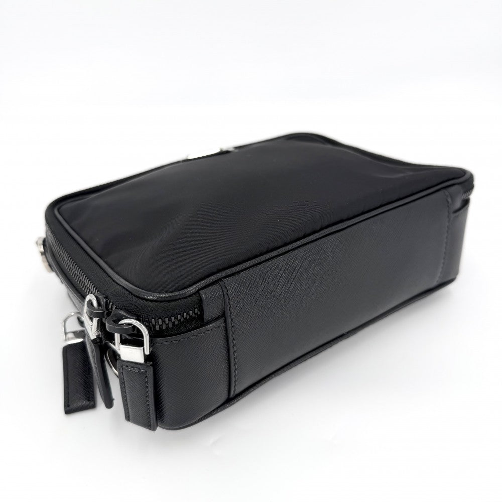 PRADA プラダ 2WAY ブリック トライアングルロゴ ショルダーバッグ ハンドバッグ メンズ レディース 男女兼用 2VH069 ナイロン サフィアーノレザー ブラック 黒 シルバー金具 ユニセックス【中古品】