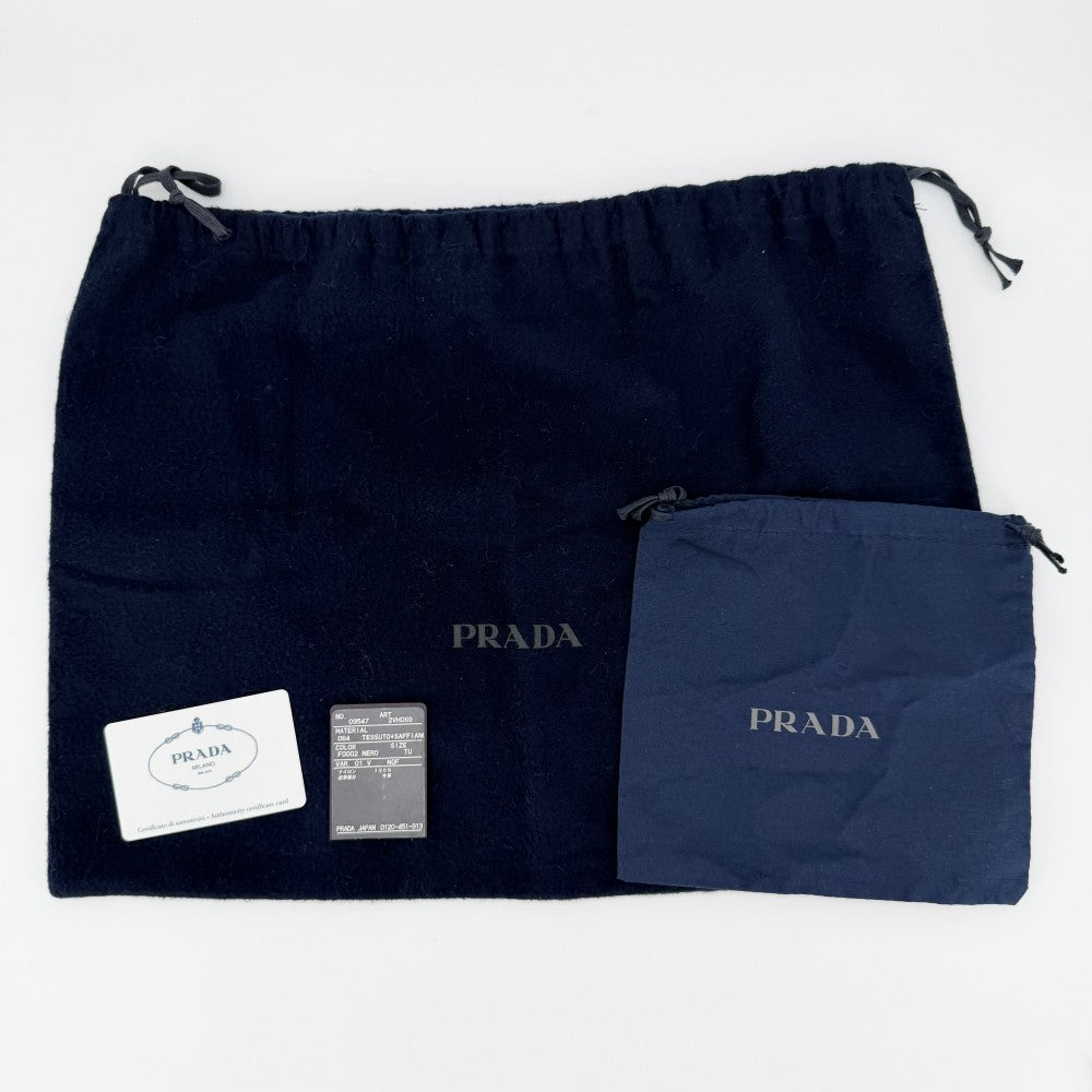 PRADA プラダ 2WAY ブリック トライアングルロゴ ショルダーバッグ ハンドバッグ メンズ レディース 男女兼用 2VH069 ナイロン サフィアーノレザー ブラック 黒 シルバー金具 ユニセックス【中古品】