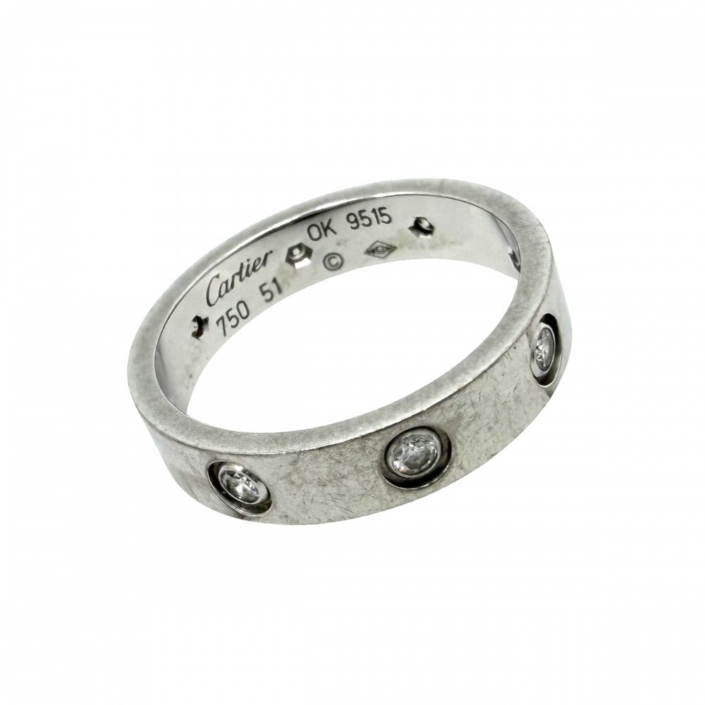 CARTIER カルティエ 指輪 ラブリング ジュエリー アクセサリー 8Pダイヤ 18金WG Au750 51サイズ K18ホワイトゴールド ダイヤモンド 約11号 B4050651 レディース 約4.5g【中古品】