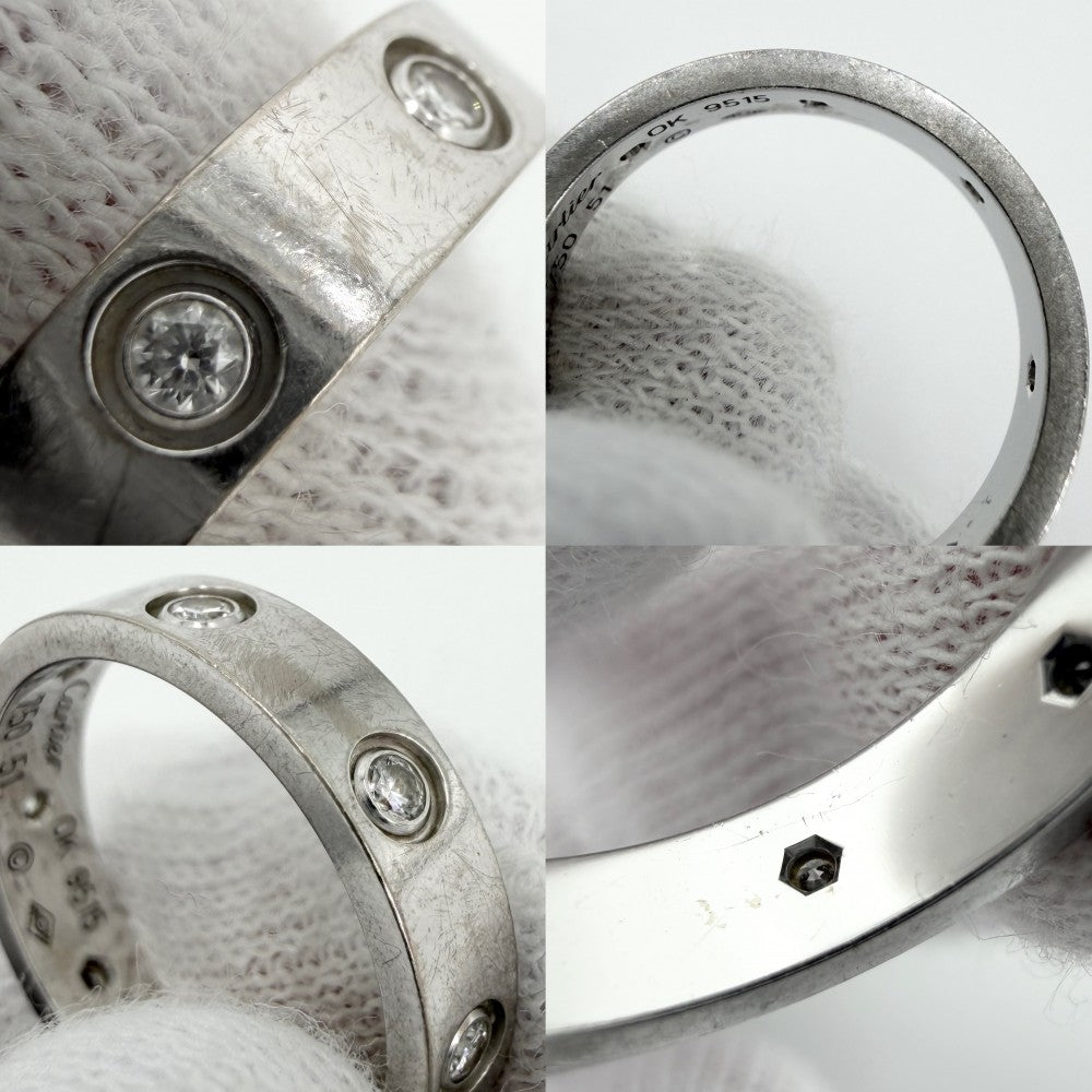 CARTIER カルティエ 指輪 ラブリング ジュエリー アクセサリー 8Pダイヤ 18金WG Au750 51サイズ K18ホワイトゴールド ダイヤモンド 約11号 B4050651 レディース 約4.5g【中古品】