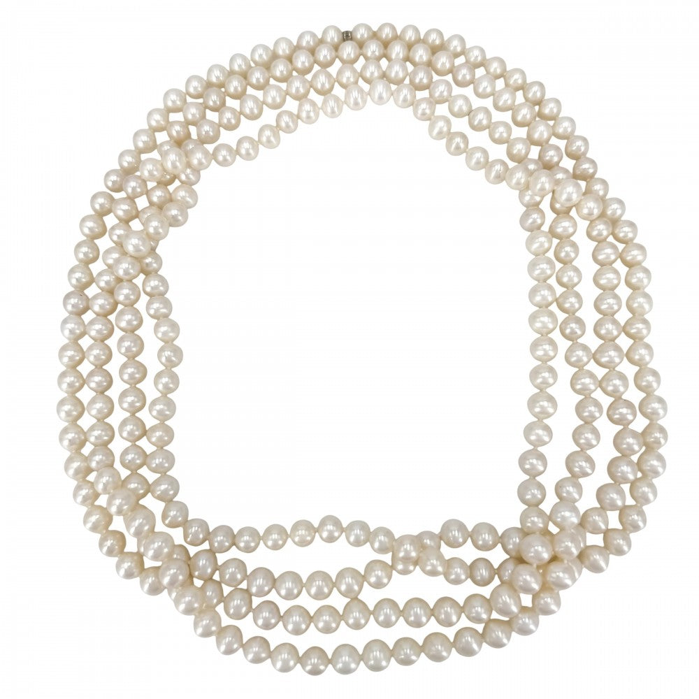 TIFFANY&Co. ティファニー ネックレス ジーグフェルドコレクション パールラップネックレス ロングネックレス ジュエリー アクセサリー シルバー925 パール レディース 約166.2g【中古品】
