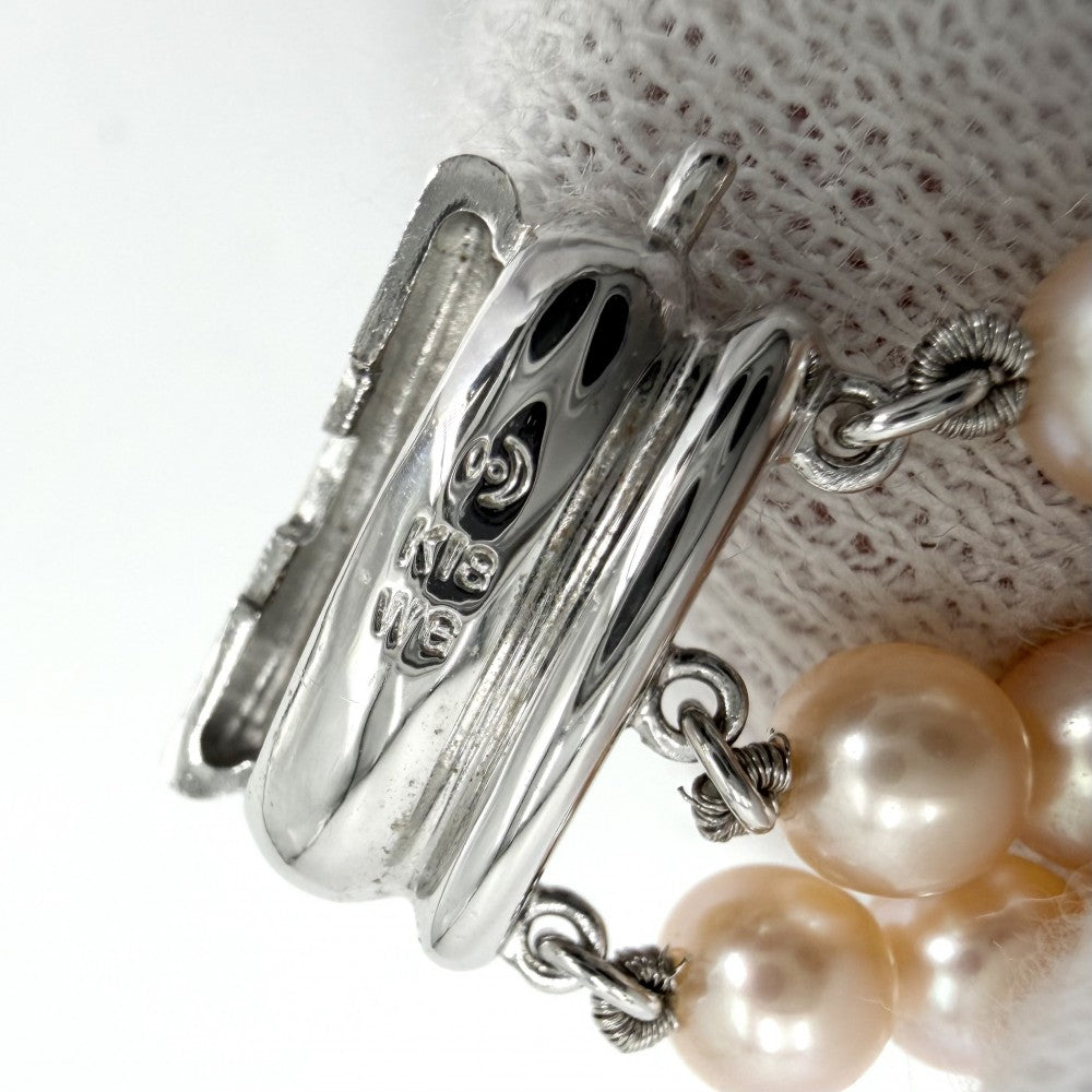 TASAKI タサキ ネックレス 3連 ジュエリー アクセサリー 18金WG Au750 K18ホワイトゴールド パール約0.5mm ピンク系 シルバー金具 レディース 約44.6g【中古品】