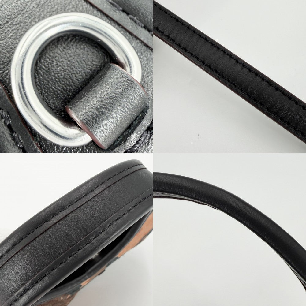 COACH コーチ 2WAY ミニ エルゴ バッグ アップクラッシュ ワンショルダーバッグ ショルダーバッグ CQ850 レザー ブラック 黒 ブラウン 茶 シルバー金具 レディース【中古品】