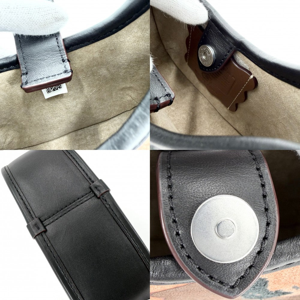COACH コーチ 2WAY ミニ エルゴ バッグ アップクラッシュ ワンショルダーバッグ ショルダーバッグ CQ850 レザー ブラック 黒 ブラウン 茶 シルバー金具 レディース【中古品】