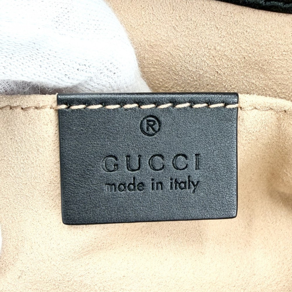 GUCCI グッチ ショルダーバッグ グッチシマ パドロック チェーンショルダー GG 498156 レザー ブラック 黒 ゴールド金具 レディース【中古品】