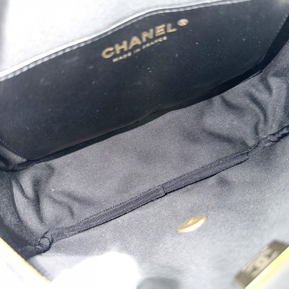 CHANEL シャネル ショルダーバッグ ココマーク ダブルチェーン ターンロック 2022-23AW ツイード ウール ブラック 黒 グレー ゴールド金具 レディース【中古品】