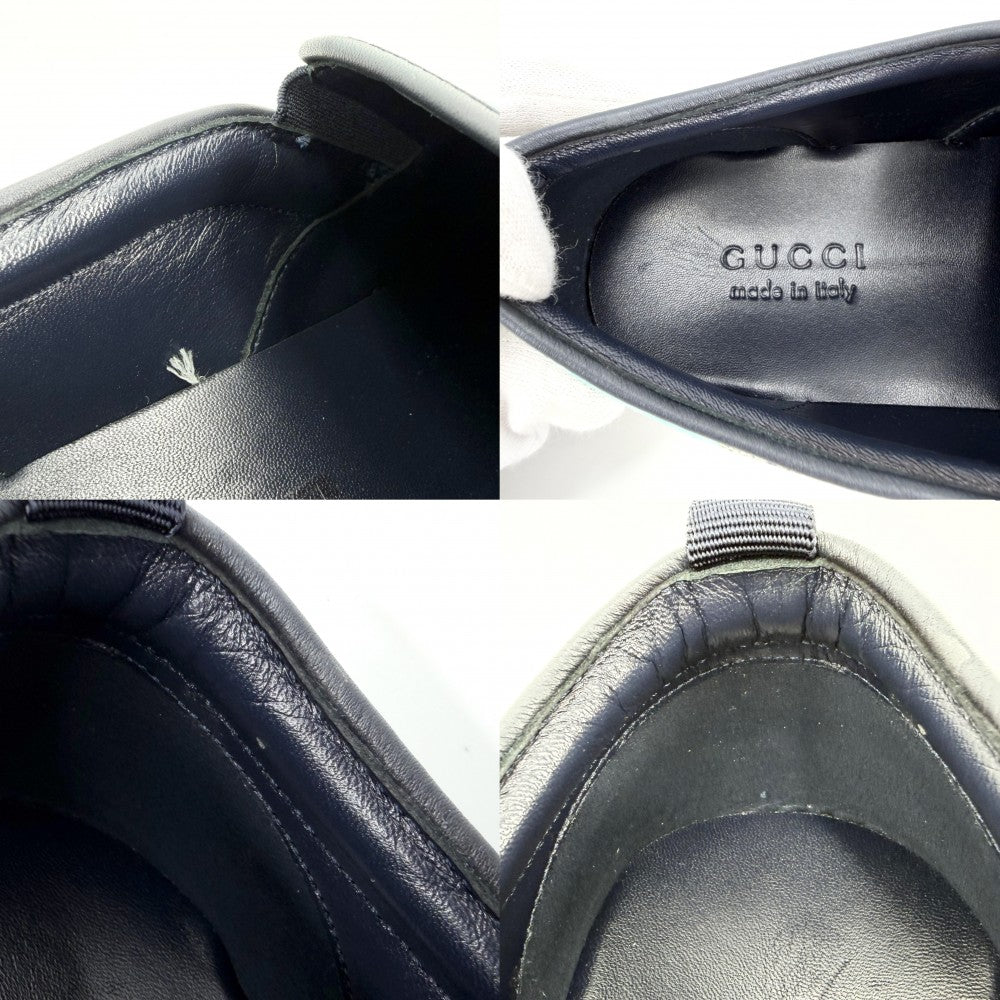 GUCCI グッチ スリッポン GGブルームス スニーカー 靴 ファッションアイテム 9サイズ 約28cm フローラル 546152 レザー ブルー 青 ホワイト 白 メンズ【中古品】