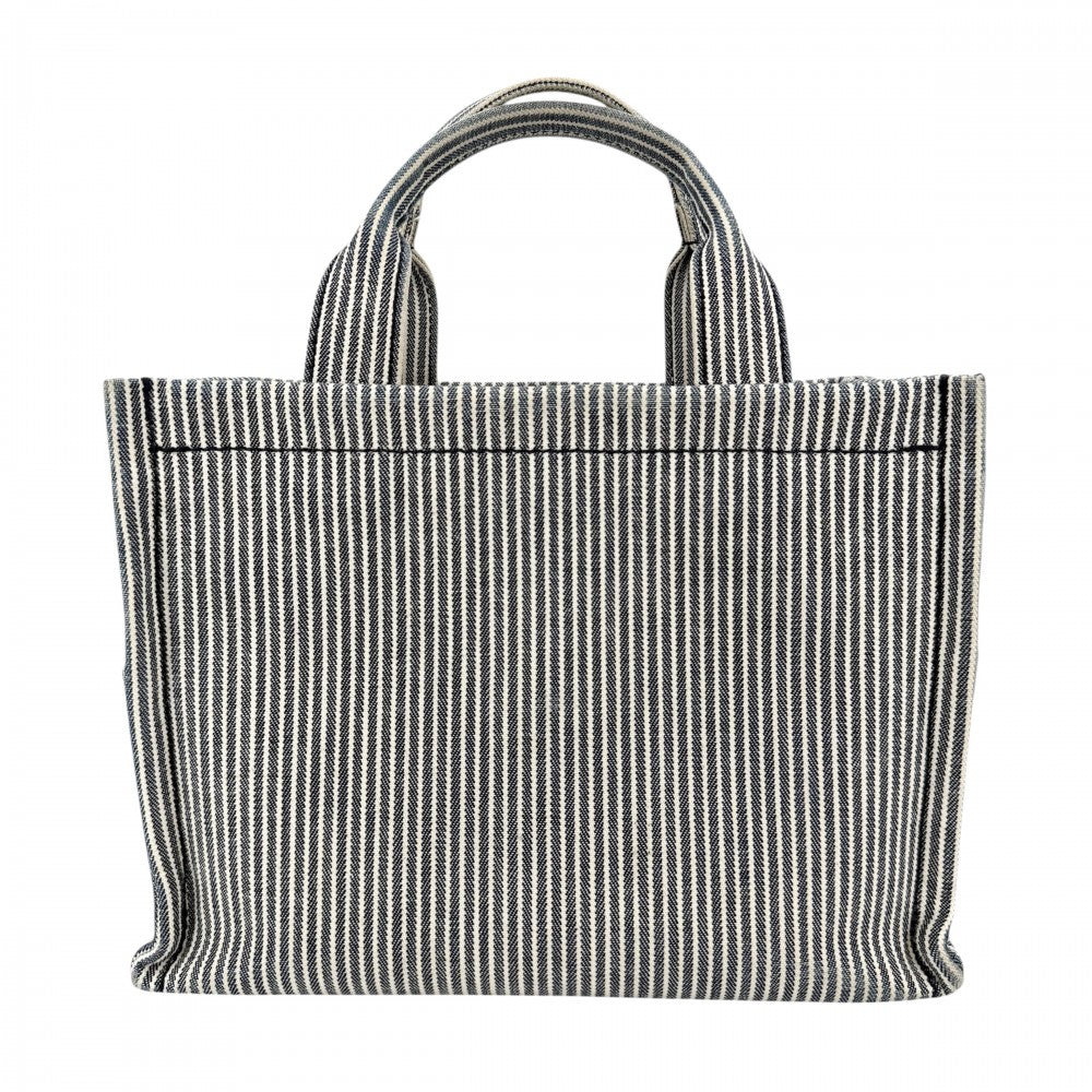 CELINE セリーヌ 2WAY トリオンフ スモール カバ タイス ハンドバッグ ショルダーバッグ THAIS ストライプ トートバッグ キャンバス ネイビー 紺 ホワイト 白 ゴールド金具 レディース【中古品】