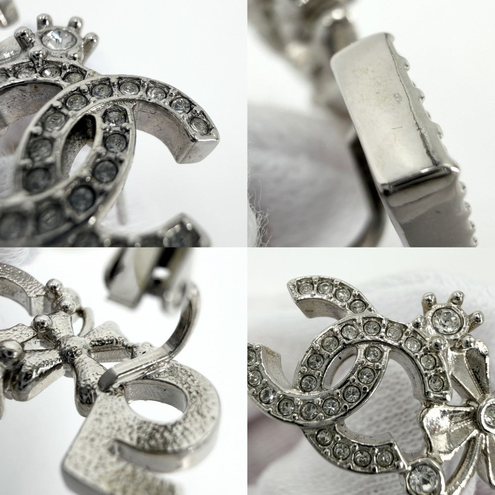 CHANEL シャネル ピアス No.5 ココマーク アクセサリー イヤリング クローバー ラインストーン B23P シルバー レディース 約9.9g 2023年【中古品】