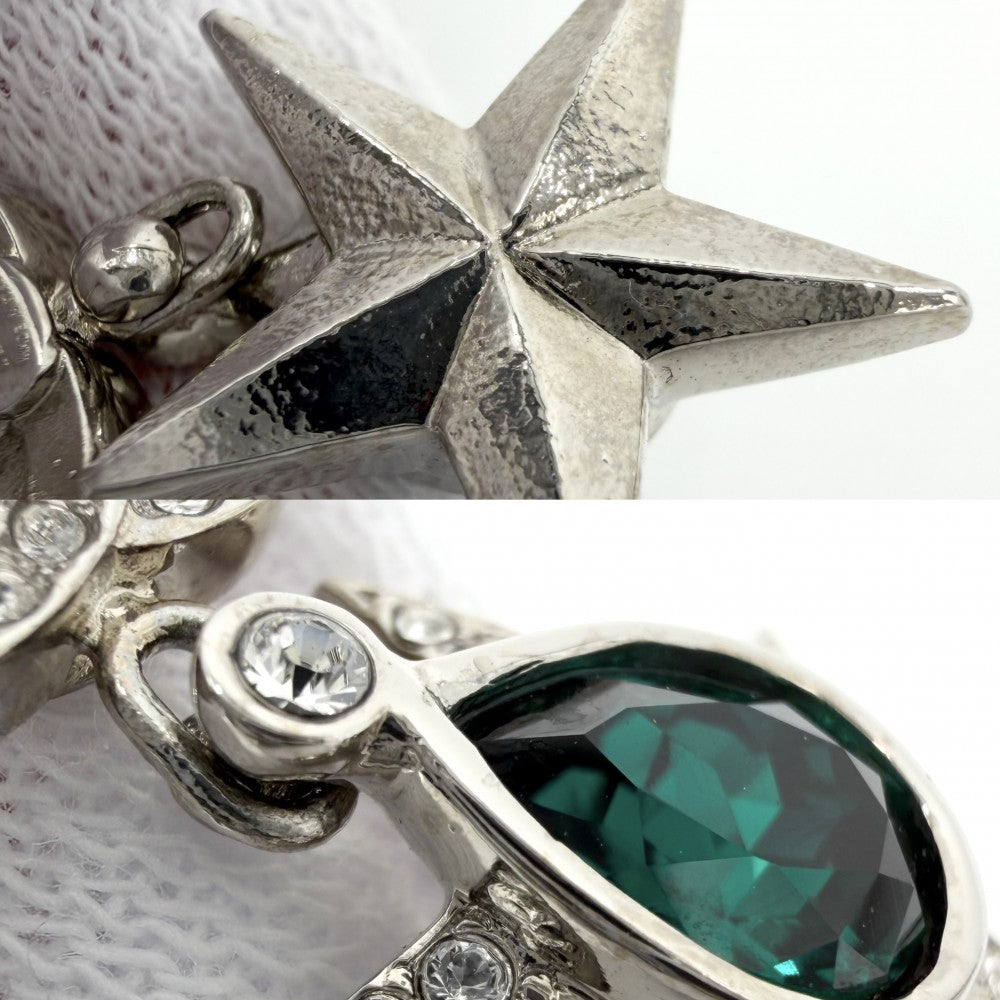 CHANEL シャネル ピアス 星 ココマーク アクセサリー スター ラインストーン I23P シルバー グリーン 緑 レディース 約7.7g 2023年【中古品】