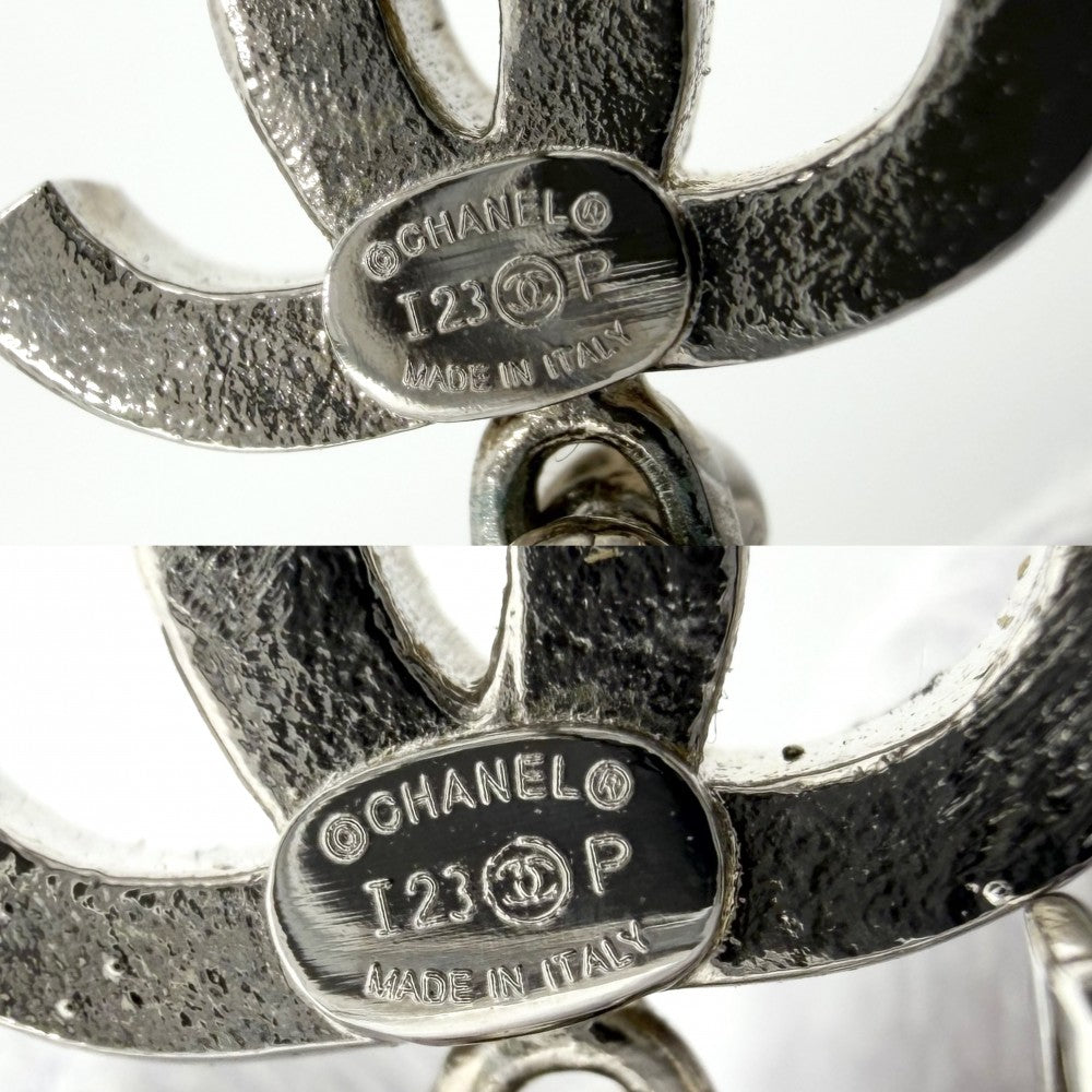 CHANEL シャネル ピアス 星 ココマーク アクセサリー スター ラインストーン I23P シルバー グリーン 緑 レディース 約7.7g 2023年【中古品】