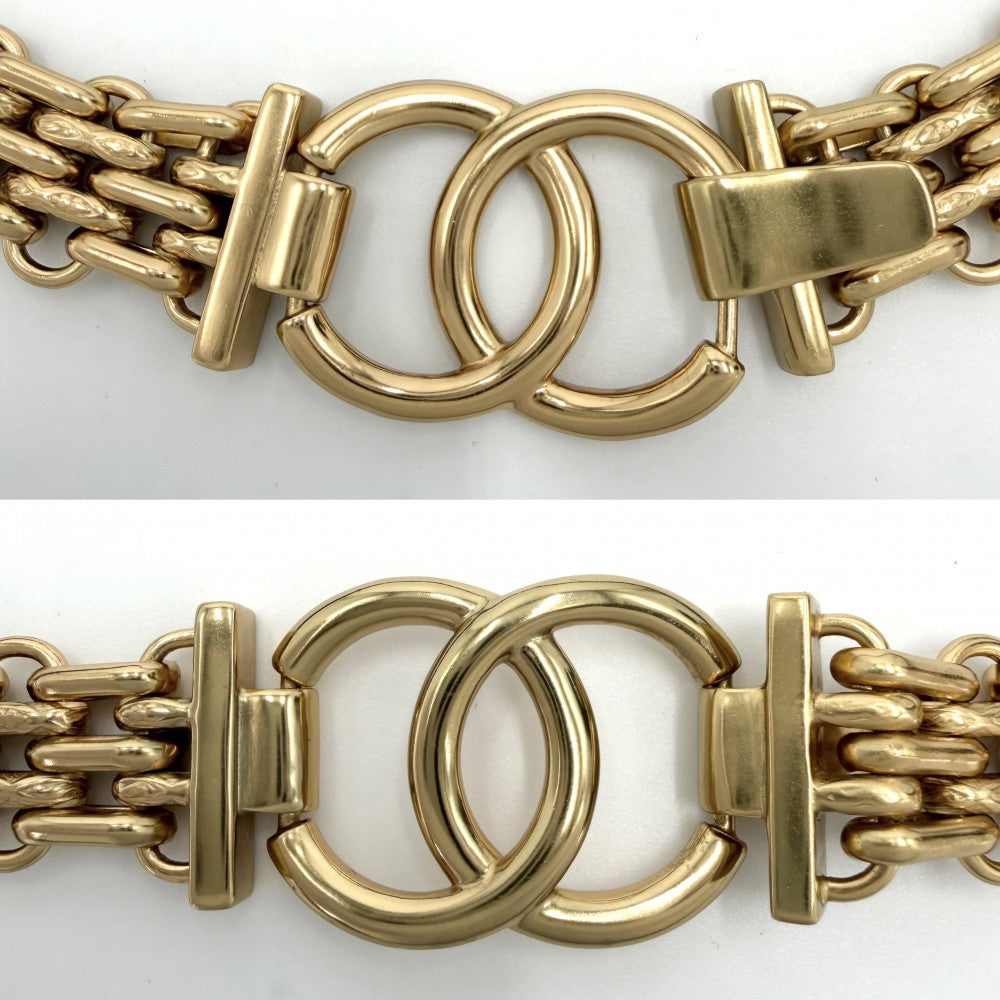 CHANEL シャネル ベルト ココマーク チェーンベルト ファッションアイテム 小物 A22S GP レザー ゴールド ブラック 黒 レディース 2022年【中古品】