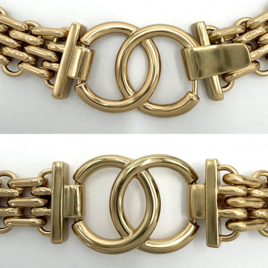 CHANEL シャネル ベルト ココマーク チェーンベルト ファッションアイテム 小物 A22S GP レザー ゴールド ブラック 黒 レディース 2022年【中古品】