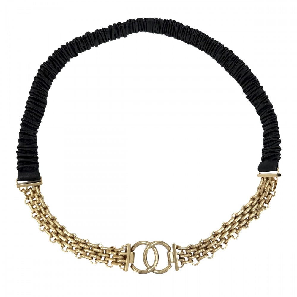 CHANEL シャネル ベルト ココマーク チェーンベルト ファッションアイテム 小物 A22S GP レザー ゴールド ブラック 黒 レディース 2022年【中古品】