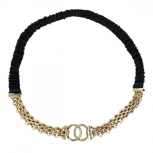 CHANEL シャネル ベルト ココマーク チェーンベルト ファッションアイテム 小物 A22S GP レザー ゴールド ブラック 黒 レディース 2022年【中古品】