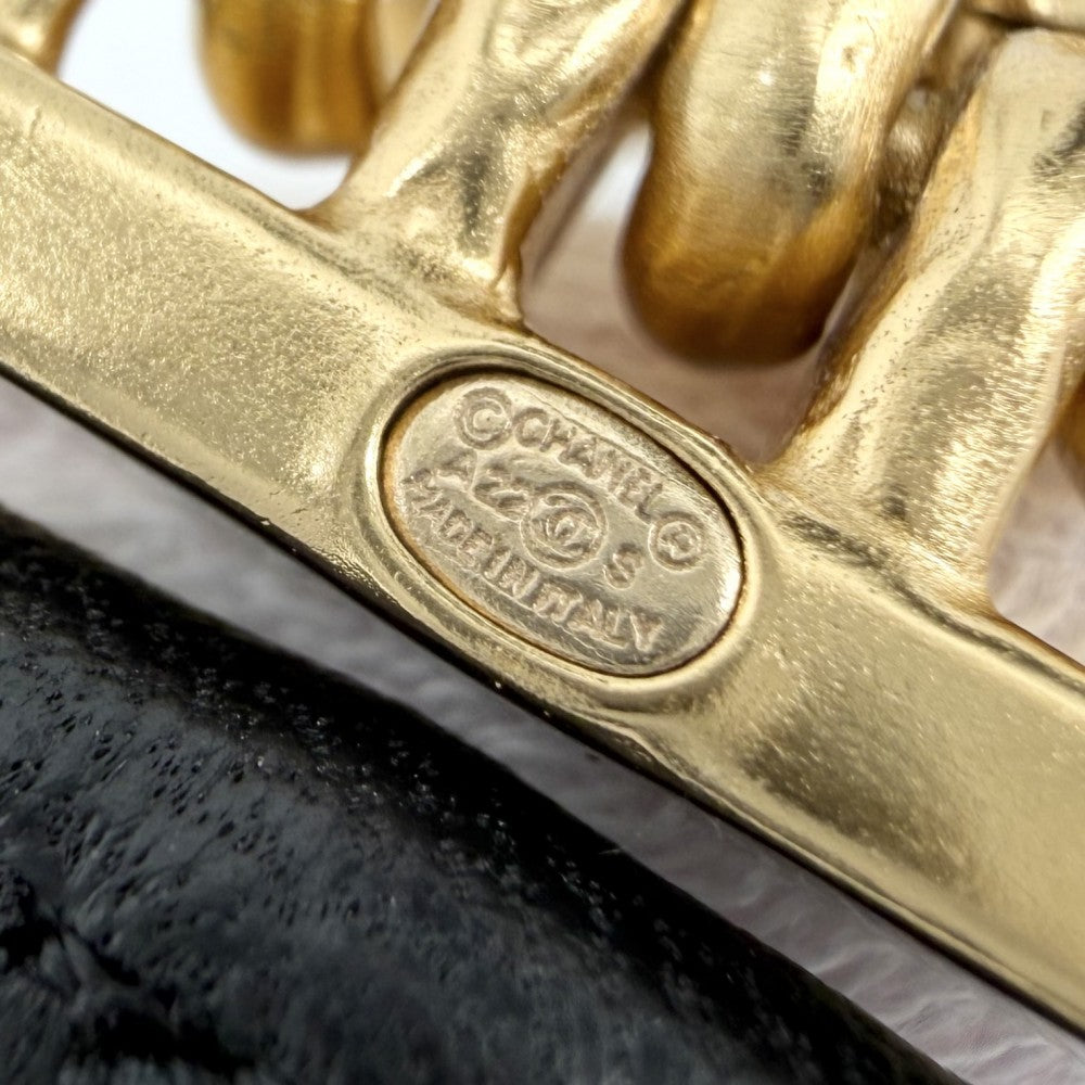 CHANEL シャネル ベルト ココマーク チェーンベルト ファッションアイテム 小物 A22S GP レザー ゴールド ブラック 黒 レディース 2022年【中古品】