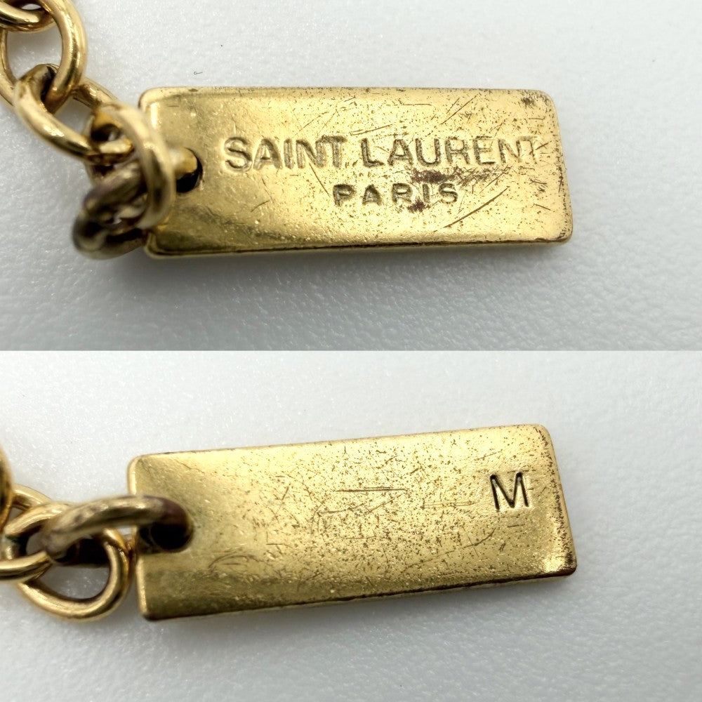 SAINT LAURENT PARIS サンローランパリ ブレスレット カサンドラ YSLロゴ アクセサリー Mサイズ マルチチャーム メンズ レディース 757664 ゴールド ユニセックス 約5.3g【中古品】