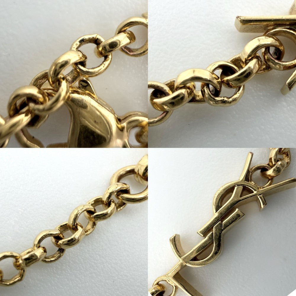 SAINT LAURENT PARIS サンローランパリ ブレスレット カサンドラ YSLロゴ アクセサリー Mサイズ マルチチャーム メンズ レディース 757664 ゴールド ユニセックス 約5.3g【中古品】